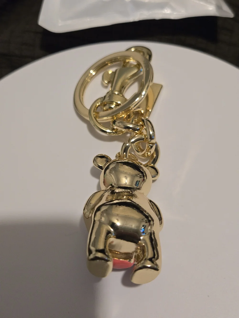 Gold Bear Keychain with Pink & Purple Flower Accent